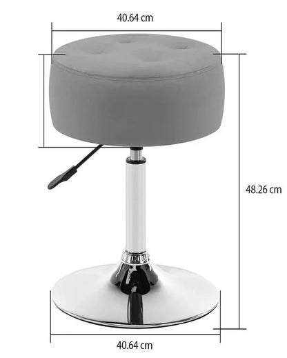 Elegant and Functional Premium Velvet Vanity Stool with Round Metal Base | 13 x 13 x 24 inches