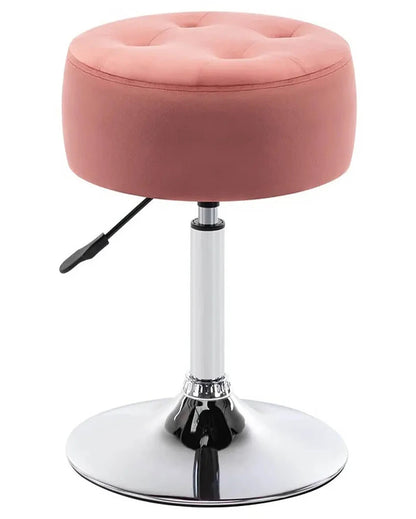 Elegant and Functional Premium Velvet Vanity Stool with Round Metal Base | 13 x 13 x 24 inches