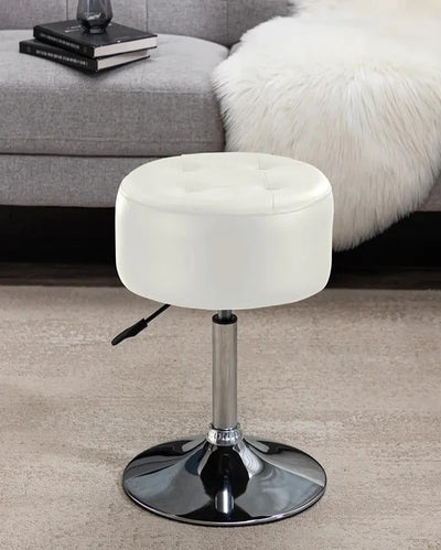 Elegant and Functional Premium Velvet Vanity Stool with Round Metal Base | 13 x 13 x 24 inches