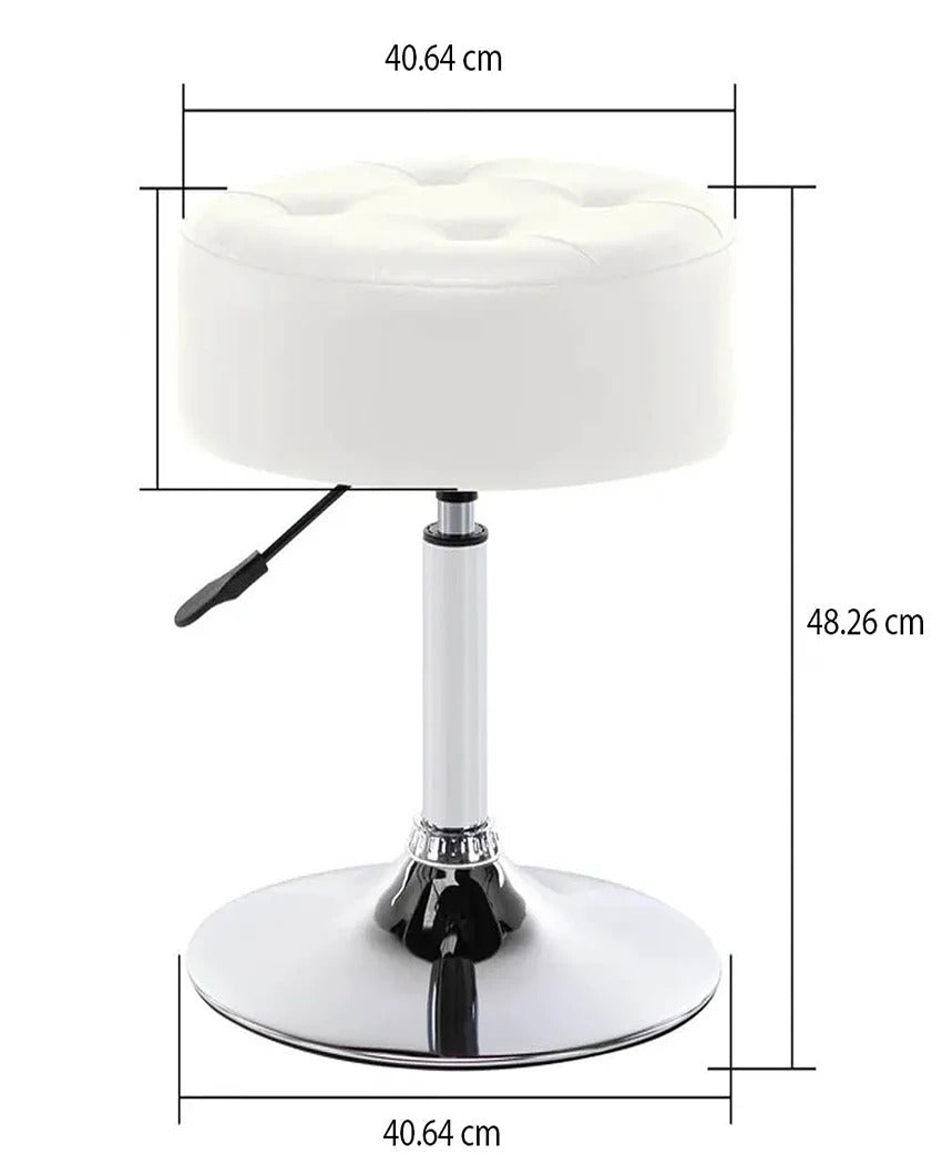 Elegant and Functional Premium Velvet Vanity Stool with Round Metal Base | 13 x 13 x 24 inches