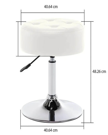 Elegant and Functional Premium Velvet Vanity Stool with Round Metal Base | 13 x 13 x 24 inches