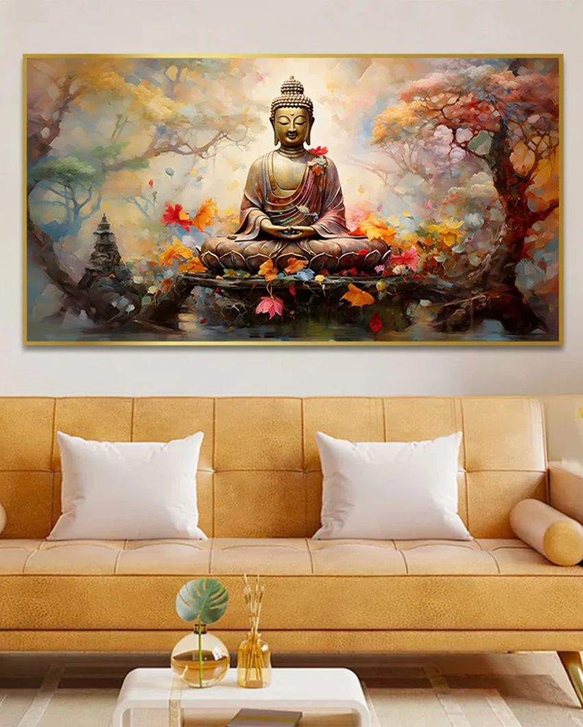 Meditative Bliss Amidst Majestic Scenery Canvas Paintings | 48 x 24 inches