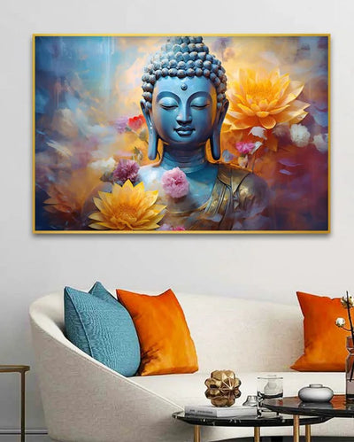 Serenity in Sapphire Buddha Canvas Wall Painting | 36 x 24 inches