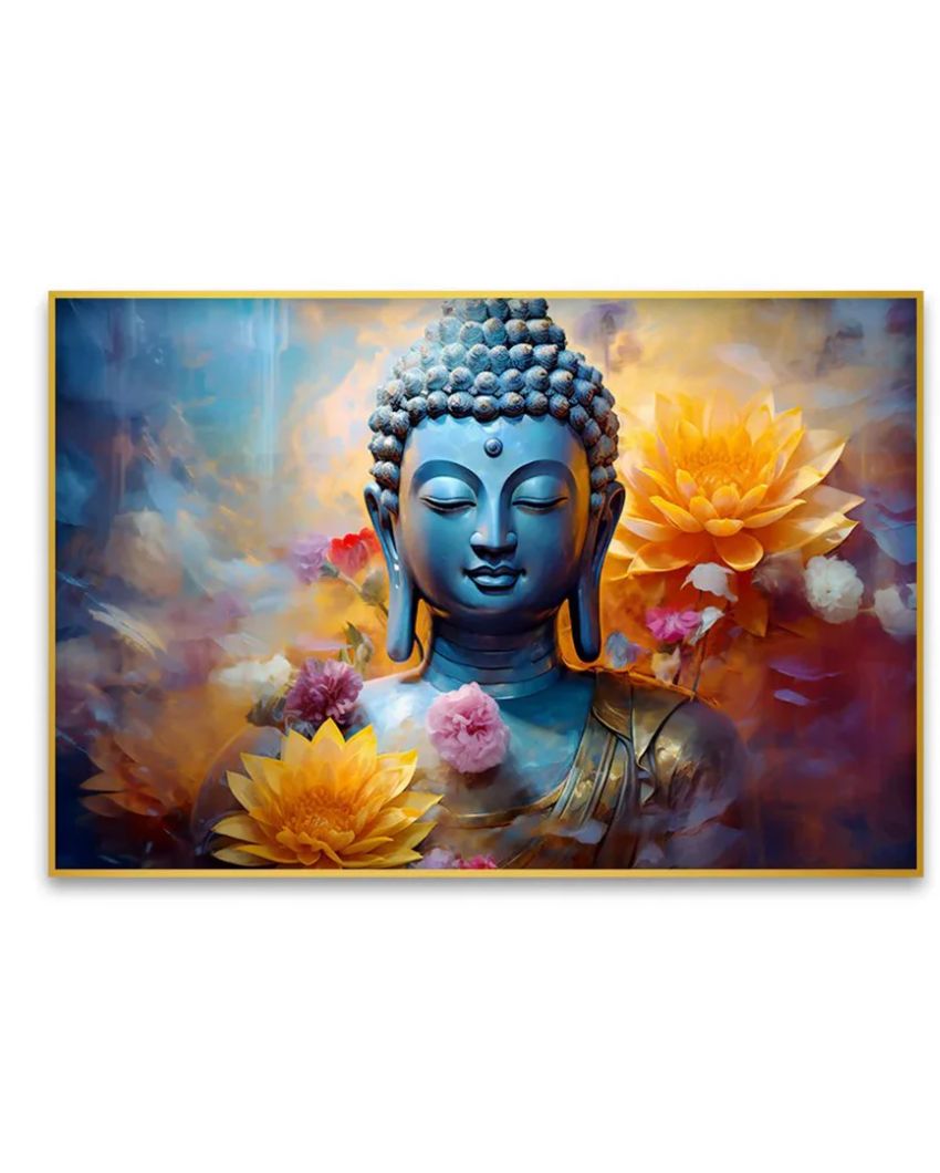 Serenity in Sapphire Buddha Canvas Wall Painting | 36 x 24 inches