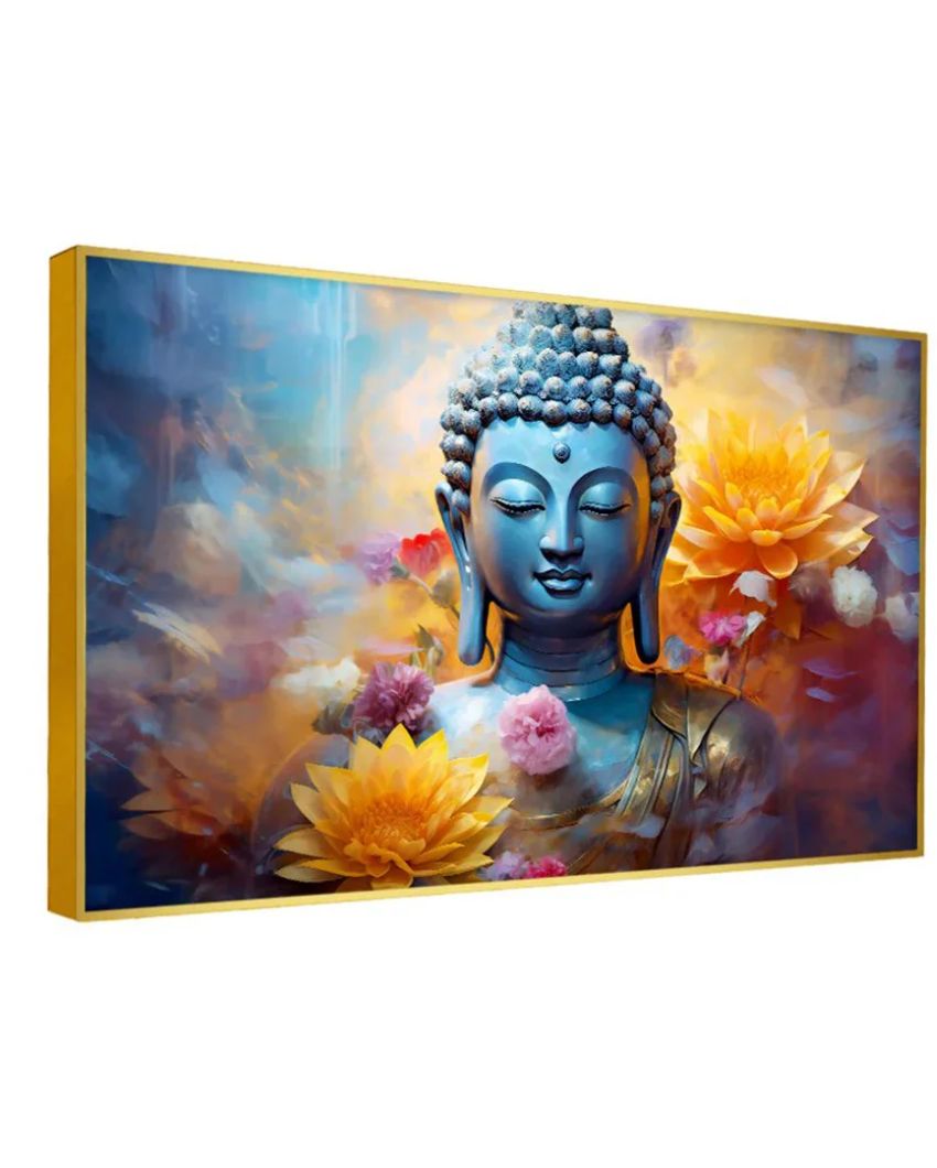 Serenity in Sapphire Buddha Canvas Wall Painting | 36 x 24 inches