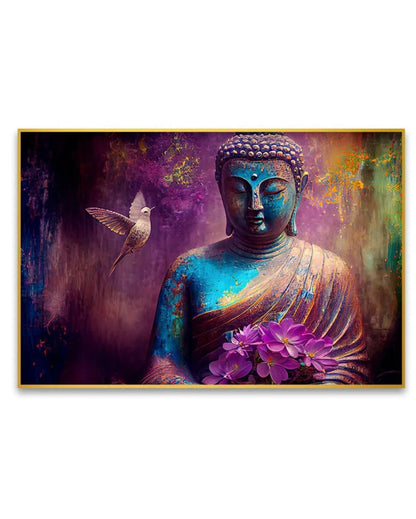 Purple Meditation Buddha Canvas Wall Painting | 36 x 24 inches