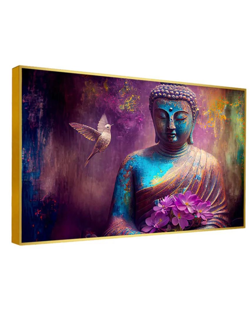 Purple Meditation Buddha Canvas Wall Painting | 36 x 24 inches