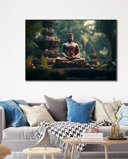 Serene Reflections in Nature Buddha Canvas Wall Painting | 36 x 24 inches