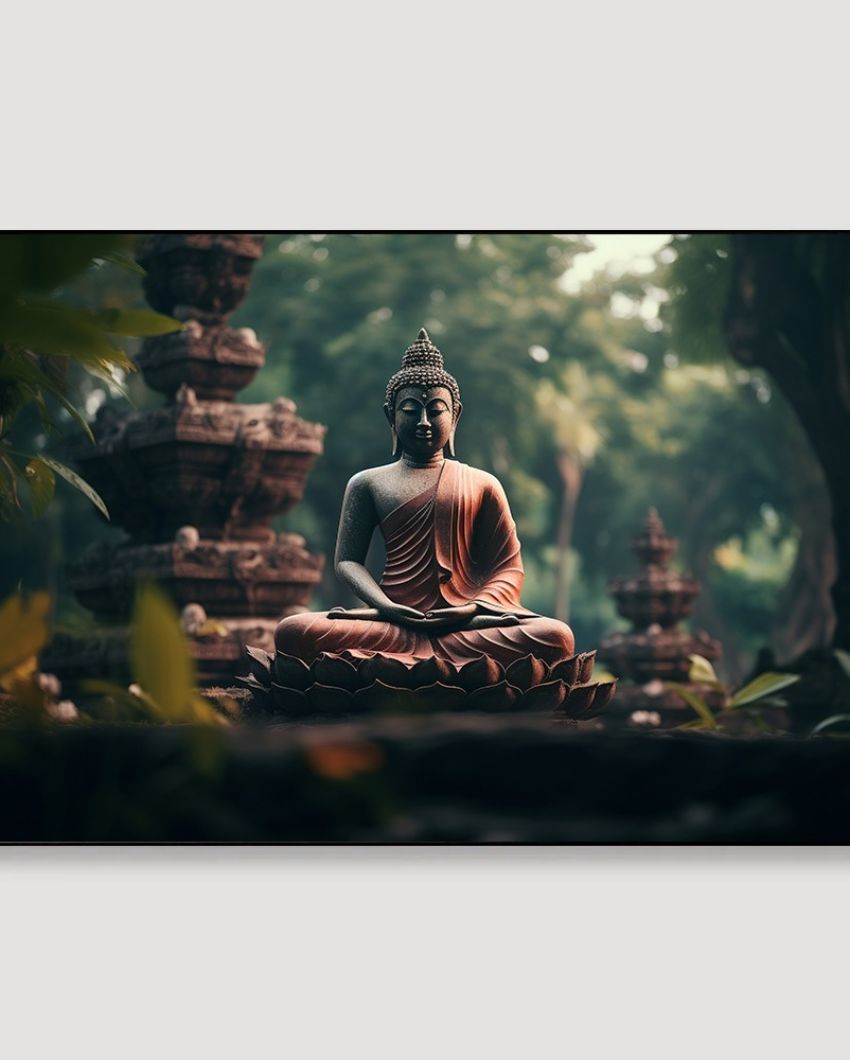 Serene Reflections in Nature Buddha Canvas Wall Painting | 36 x 24 inches