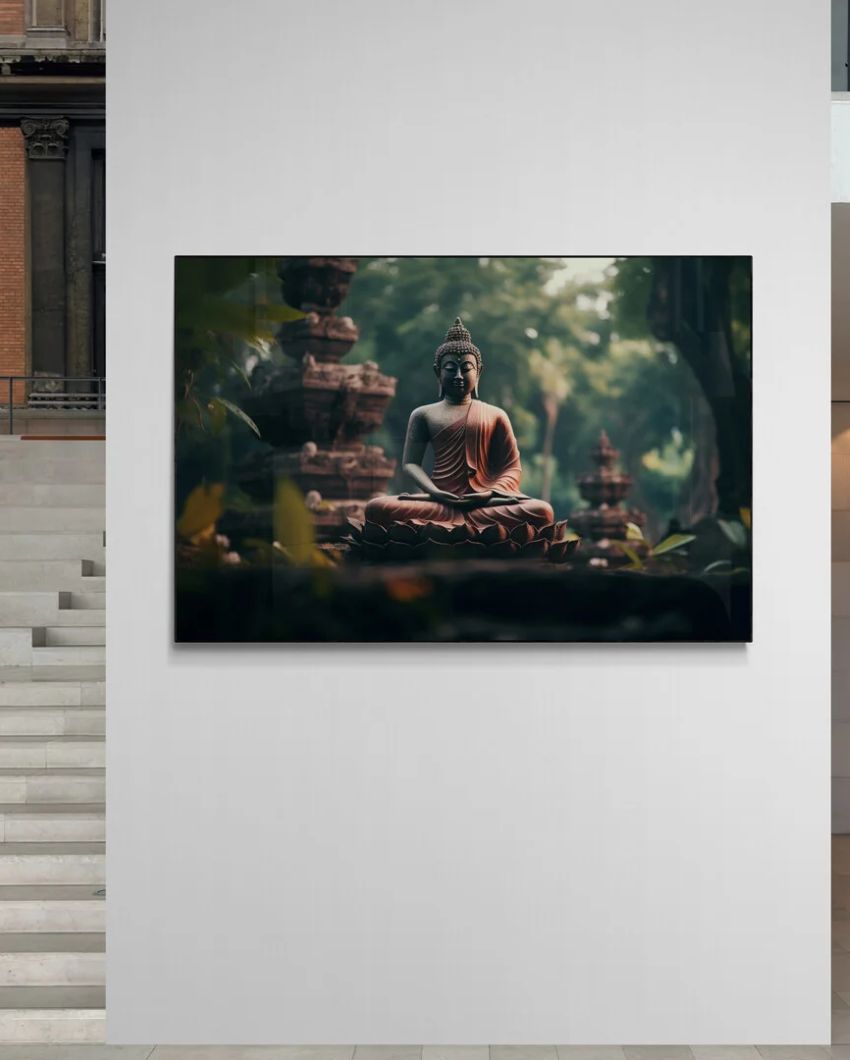 Serene Reflections in Nature Buddha Canvas Wall Painting | 36 x 24 inches