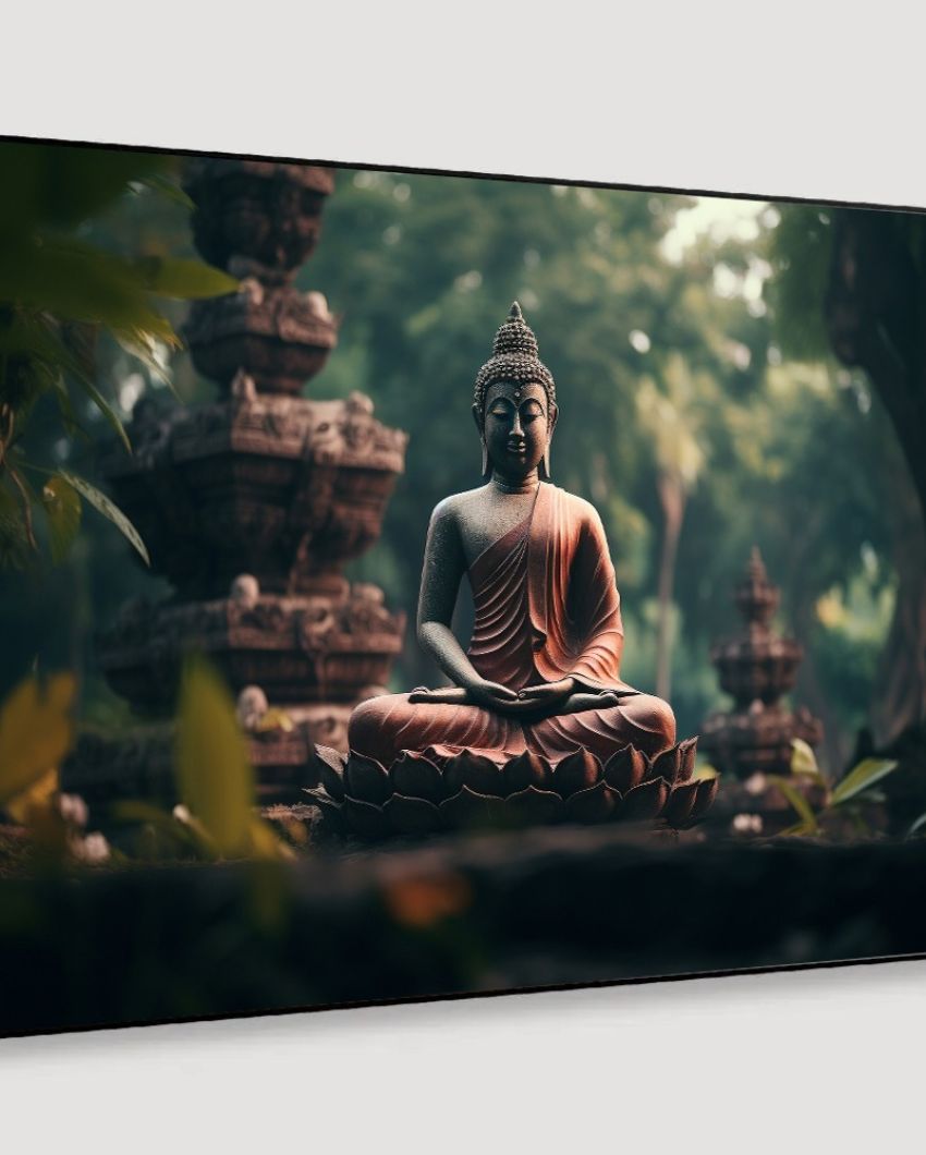 Serene Reflections in Nature Buddha Canvas Wall Painting | 36 x 24 inches