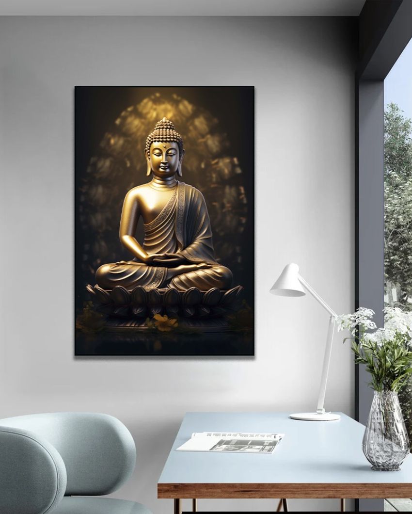 Serene Illumination Buddha Canvas Wall Painting | 48 x 24 inches