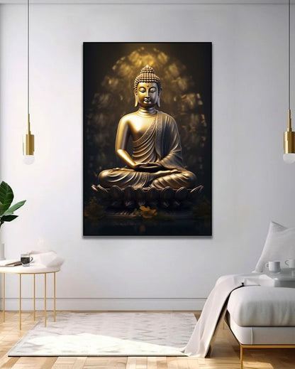 Serene Illumination Buddha Canvas Wall Painting | 48 x 24 inches