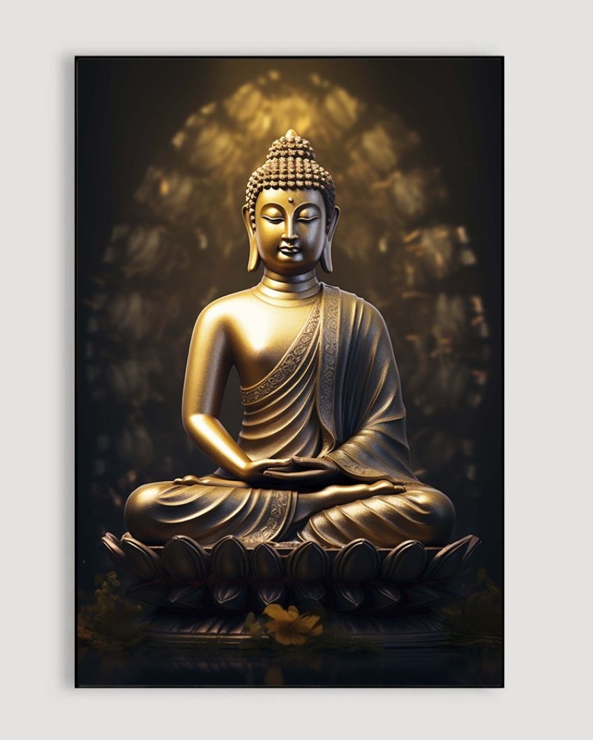 Serene Illumination Buddha Canvas Wall Painting | 48 x 24 inches