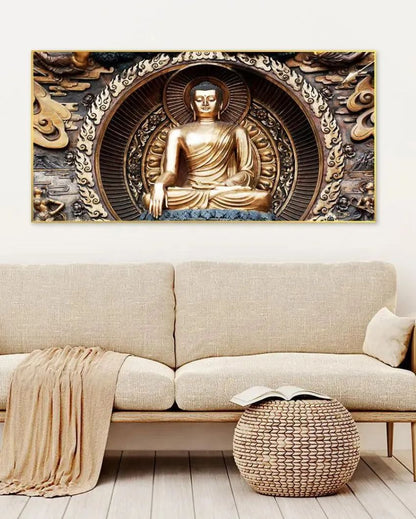 Classical Buddha Sculpture Spiritual Canvas Painting | 48 x 24 inches