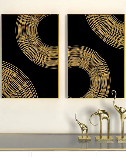 Golden Flowy Path Painting Frames | Set of 2