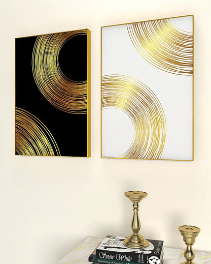 Golden & White Flowy Path Painting Frames | Set of 2