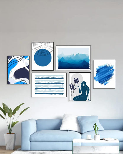 Shades Of Blue Abstract Frames | Set of 6