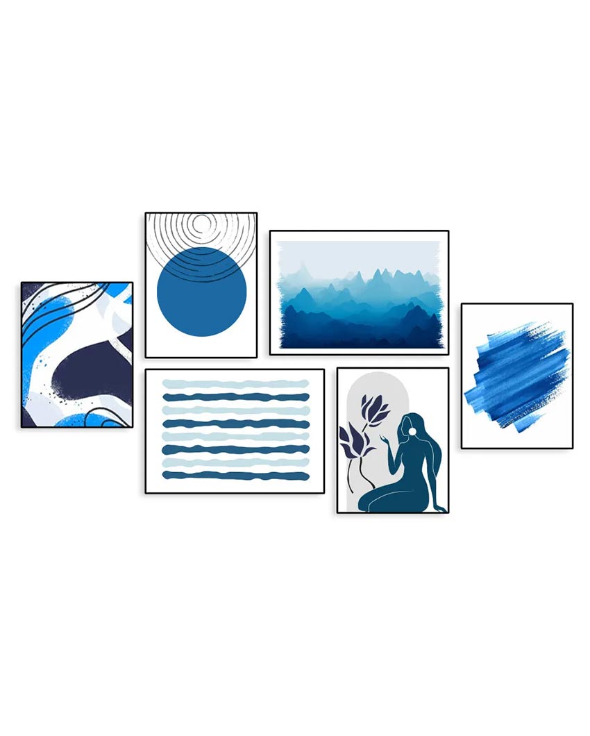 Shades Of Blue Abstract Frames | Set of 6