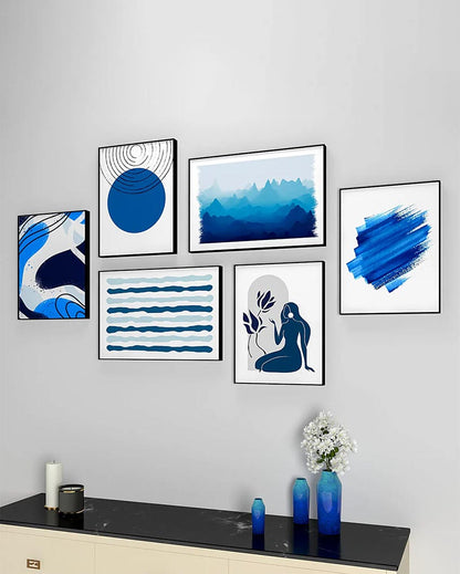 Shades Of Blue Abstract Frames | Set of 6