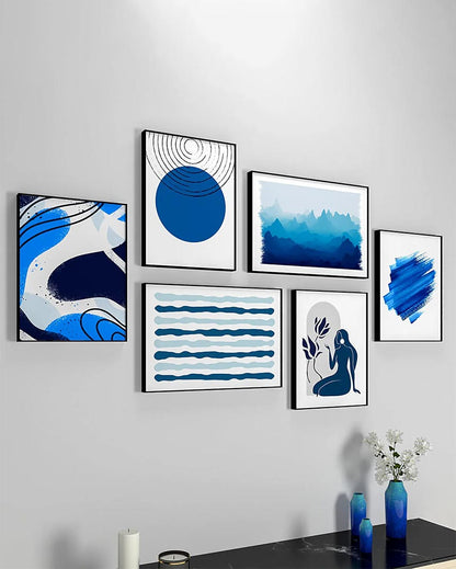 Shades Of Blue Abstract Frames | Set of 6