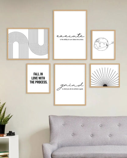 Abstract Office Frame Black & White Stylish Design | Set of 5