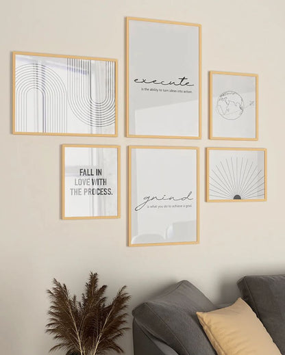 Abstract Office Frame Black & White Stylish Design | Set of 5