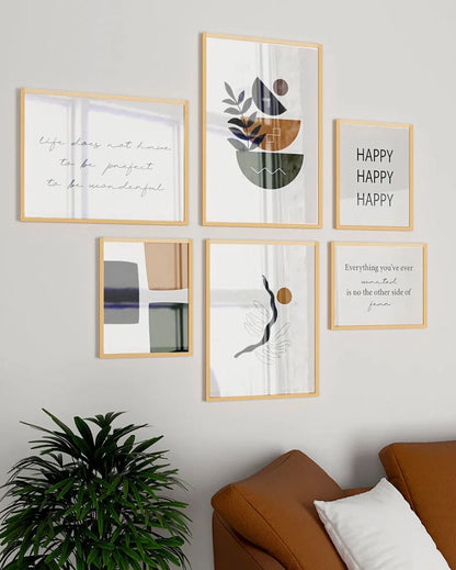 Gleeful Office Frame Yellow & Green Modern Design | Set of 5