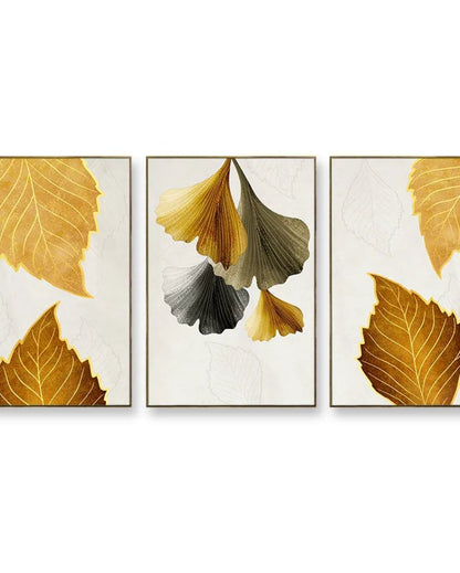 Lush Golden Leaves Floating Frames | Set of 3