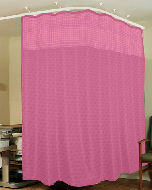 Box Pattern Pink Polyester Channel Curtain For Temporary Space