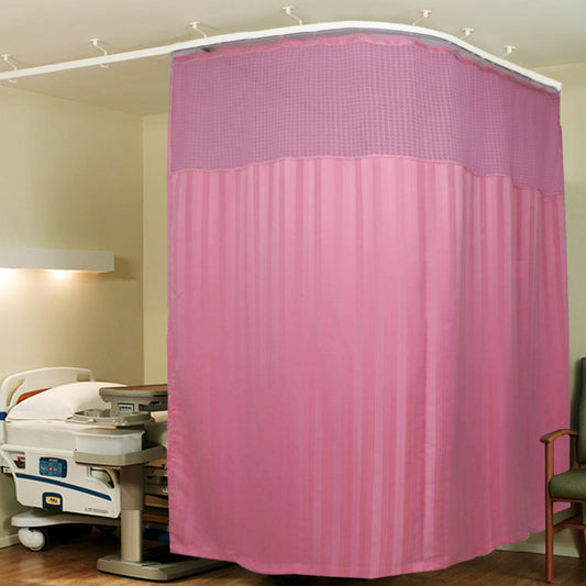 Box Pattern Hospital Room & Clinic Partition Pink Polyester Channel Curtains
