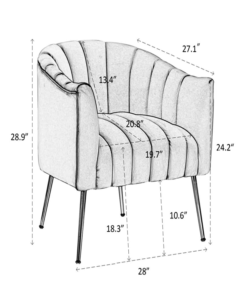 Sophisticated Design Vertical Channel Tufted Lounge Chair | 27 x 28 x 29 inches