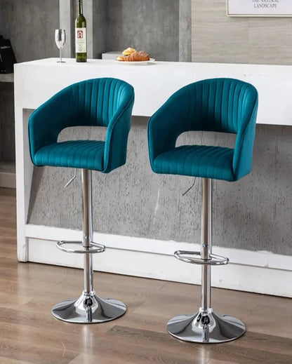 Stylish Emerald Colorful Plush Feel Adjustable Bar Stool | 16 x 44 x inches