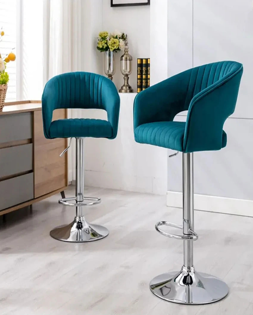 Stylish Emerald Colorful Plush Feel Adjustable Bar Stool | 16 x 44 x inches