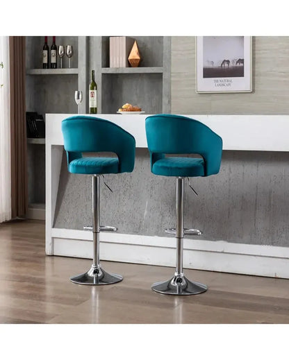 Stylish Emerald Colorful Plush Feel Adjustable Bar Stool | 16 x 44 x inches