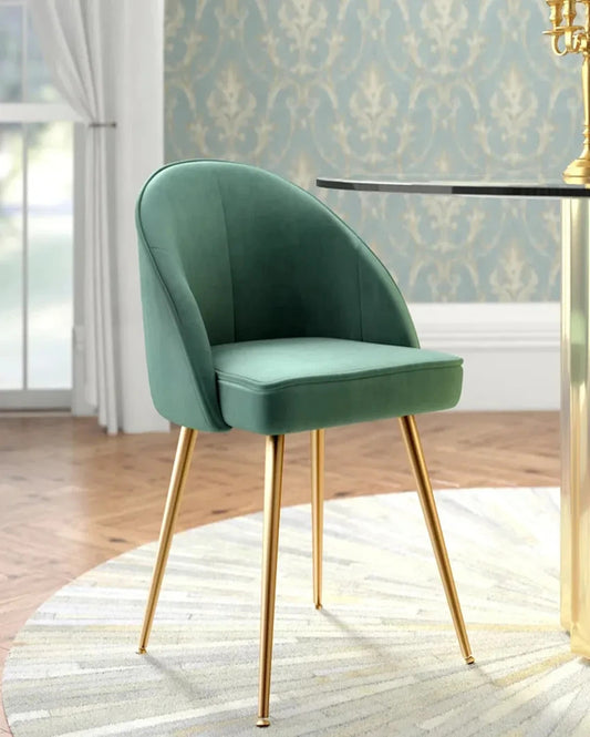 Glamorous and Elegant Golden Legged Luxury Accent Dining Chair | 18 x 20 x 27 inches