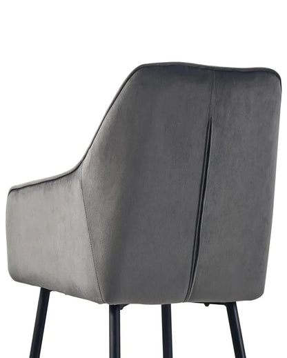 Elegant and Modern Chrome Diamond Cut Velvet Accent Chair With Black Legs | 17 x 17 x 33 inches