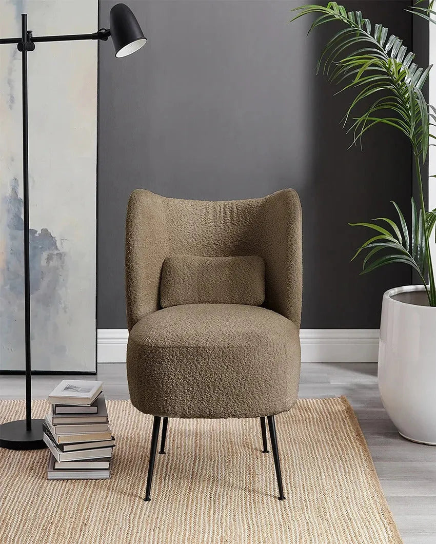 Trendy and Soft Modern Style Wide Barrel Chair in Boucle Fabric | 23 x 28 x 30 inches