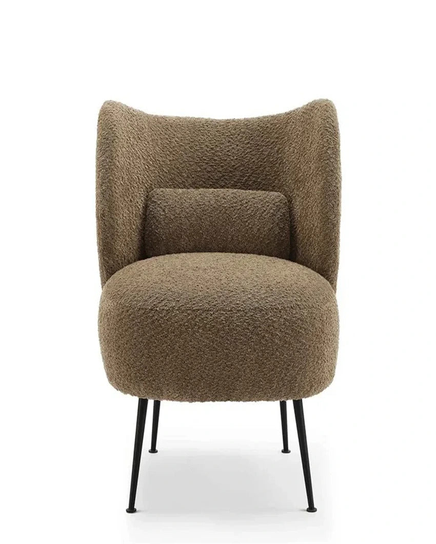 Trendy and Soft Modern Style Wide Barrel Chair in Boucle Fabric | 23 x 28 x 30 inches