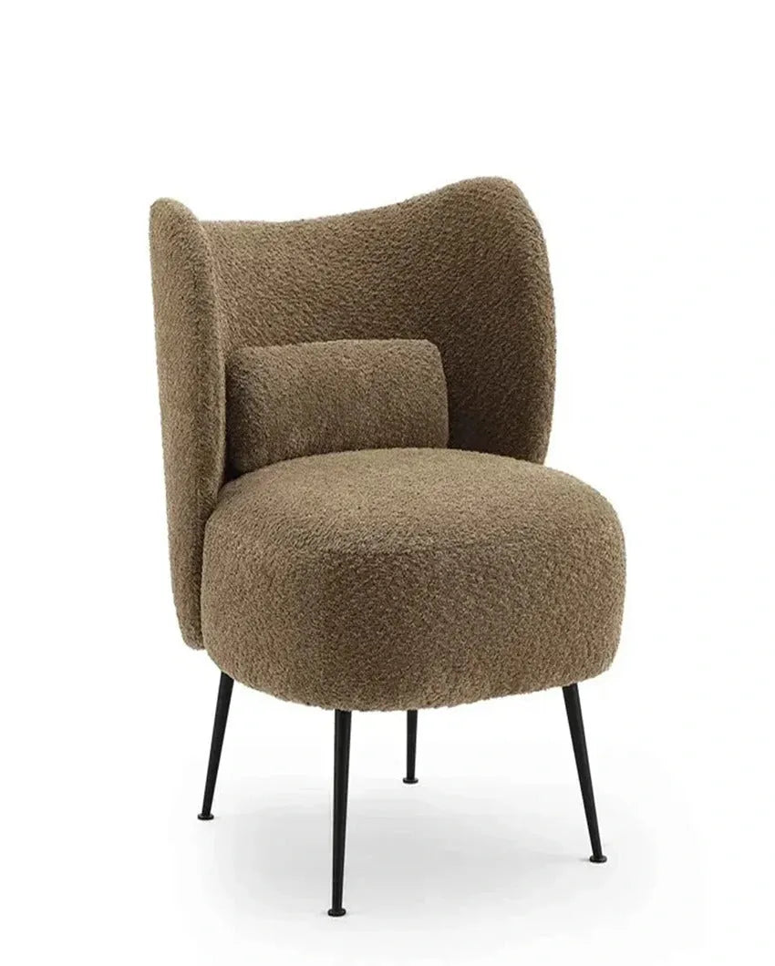 Trendy and Soft Modern Style Wide Barrel Chair in Boucle Fabric | 23 x 28 x 30 inches