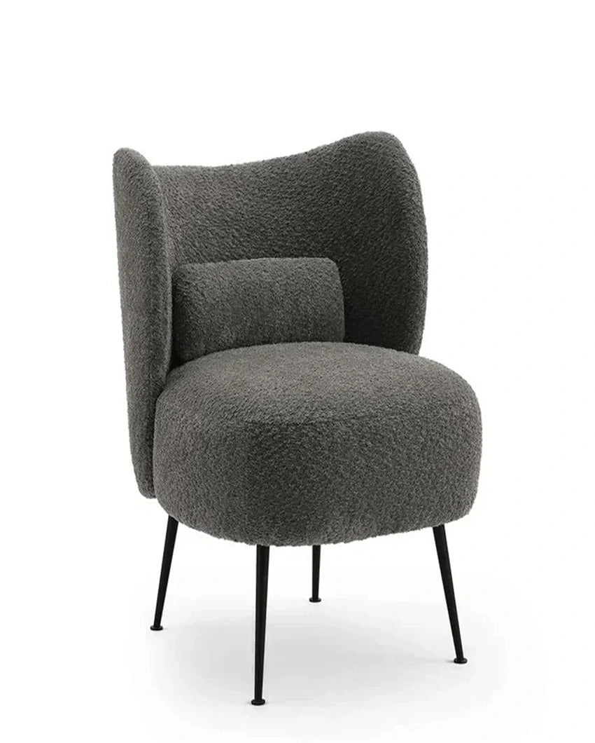 Trendy and Soft Modern Style Wide Barrel Chair in Boucle Fabric | 23 x 28 x 30 inches