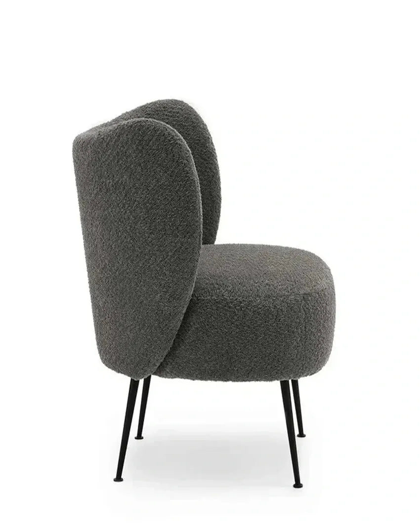 Trendy and Soft Modern Style Wide Barrel Chair in Boucle Fabric | 23 x 28 x 30 inches