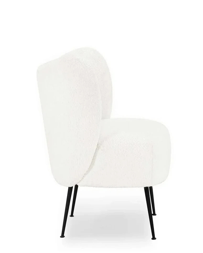 Trendy and Soft Modern Style Wide Barrel Chair in Boucle Fabric | 23 x 28 x 30 inches