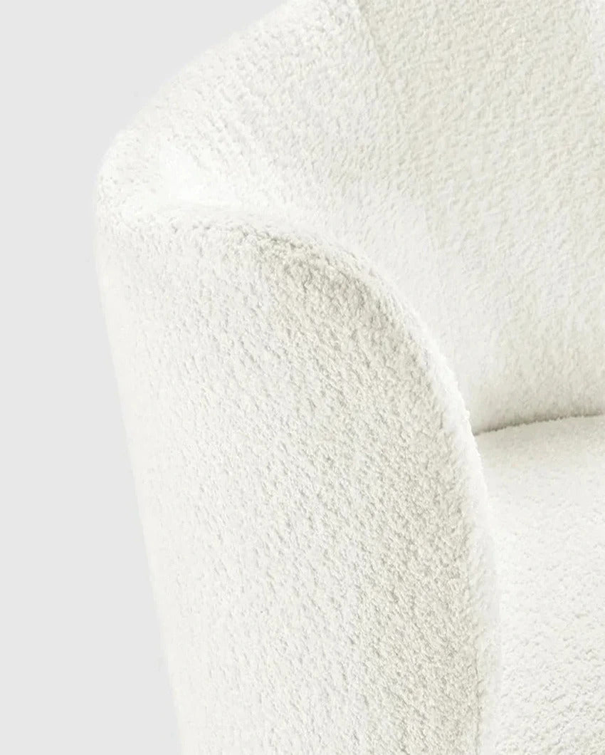 Trendy and Soft Modern Style Wide Barrel Chair in Boucle Fabric | 23 x 28 x 30 inches