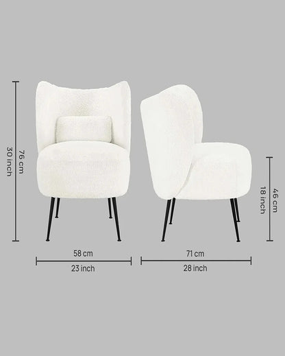 Trendy and Soft Modern Style Wide Barrel Chair in Boucle Fabric | 23 x 28 x 30 inches