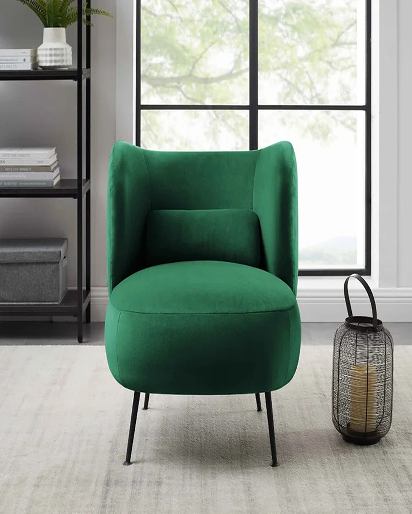 Contemporary and Plush Modern Style Wide Barrel Chair in Velvet Fabric | 23 x 28 x 30 inches