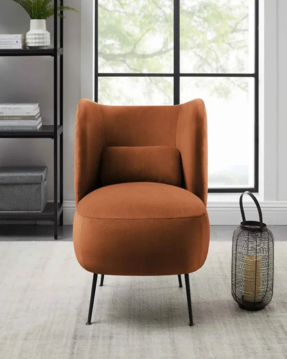 Contemporary and Plush Modern Style Wide Barrel Chair in Velvet Fabric | 23 x 28 x 30 inches