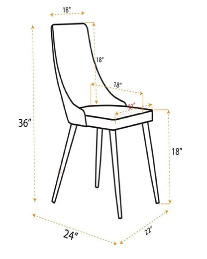 Elegant and Comfortable Velvet Upholstered Dining Chair | Set of 2 | 18 x 24 x 36 inches