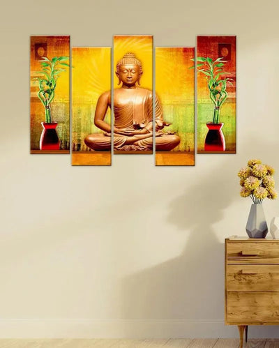 Golden Aura Buddha Canvas Panel Wall Painting