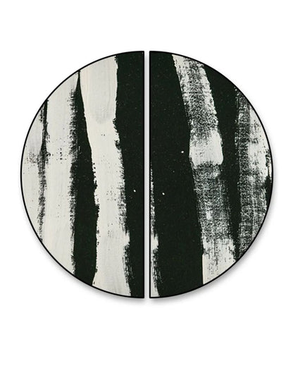 Abstract Monochrome Semi Circle Frames stretched on wood | Set of 2